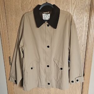 NWT Cisono Tan Jacket with Dark Collar Chore Coat